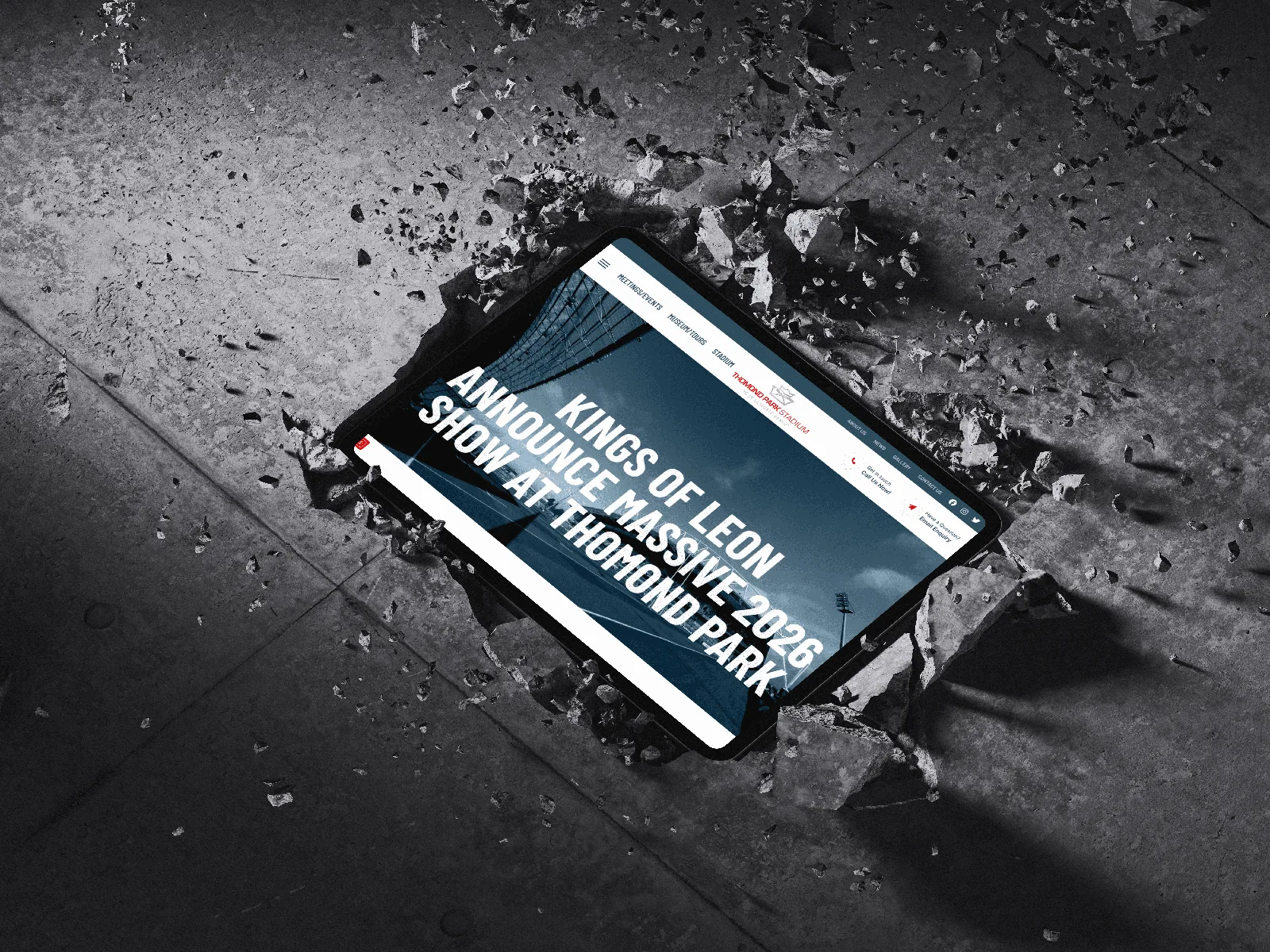 Thomond Park website on tablet, exemplifying website design.